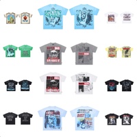 Kaos Katun Murni Cetak Inkjet Putih Gaya Vintage Amerika, Trendi, Baru, Kualitas Terbaik, Berhias Berlian Imitasi, Sudah Dicuci