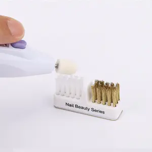 Brass and Plastic Portable Manicure Cleaner Nail Art Drill Bits Cleaning Brush