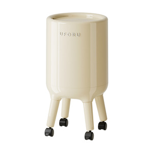 Uforu Cylindrical Trash Can With Wheels And <b>Lid</b> Indoor Waste <b>Bin</b> - Product Image 1