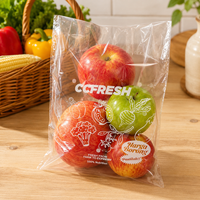 Sac plat en OPP transparent imprimé sur mesure avec trous d'aération, sac d'emballage en plastique poly pour fruits frais, pommes, oranges