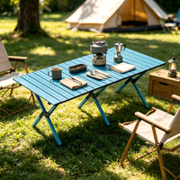 Table de camping pliable, résistante aux rayures et imperméable, avec quatre pieds antidérapants en caoutchouc, idéale pour les activités en extérieur au bord du lac, la cuisine et les fêtes.