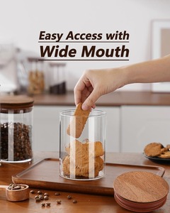 Meilleur prix - Pot de conservation <span class=keywords><strong>alimentaire</strong></span> en verre borosilicate de haute qualité 500 ml - Contenant de rangement multifonctionnel pour la cuisine avec couvercles en bambou - Product Image 3