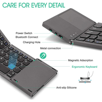 Clavier Bluetooth pliable personnalisé avec pavé tactile, mini clavier pliable rechargeable ultra fin pour tablette et ordinateur portable