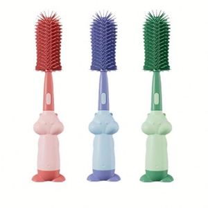 Baby <b>Bottle</b> Cleaner <b>Brush</b> Kit PP & Silicone Long Handle Cartoon Design Portable Safer Use Nipple Straw <b>Brush</b> - Product Image 1
