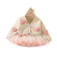 Nouvelle Robe Cardigan en Tricot Doux à Motif Cœur 3D pour Filles – Manteau Tricoté Doux et Adorable pour Enfants