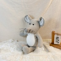 Jouet en peluche gris confortable pour bébé, transfert thermique par sublimation, taille 25 cm, cadeau pour enfant, ventre blanc, LOGO personnalisé, jouet en peluche mignon