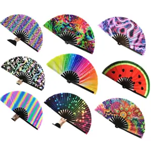 Éventail pliant papillon rave portable en bambou et papier sculpté et peint, 33 cm, idéal pour fêtes, promotion musicale, souvenir - Product Image 1