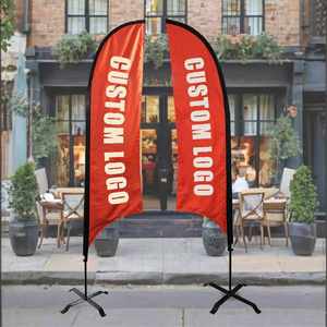 ธงขนนกออกแบบเองสำหรับร้านตัดผม ธงขนนกแบบมีเสา ธงชายหาด - Product Image 1
