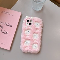 Étui de téléphone en peluche Tschick Apple 17, joli nœud, amour, adapté à l'iPhone 16 Pro, dessin animé, anti-chute, étui de protection