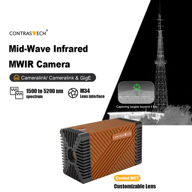 High Performance Scientific Research Thermal Imaging Camera 1.5-5.2um VGA High Speed 1-117Hz Zoom MWIR Cooled Face Tracking