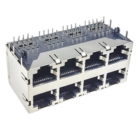 Módulo de Interfaz de Red RJ45 Cat3/5 Blindado Multipuerto 2x4 con Entrada Lateral Negra PBT Hembra 8P8C