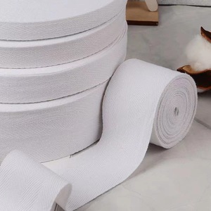 Ready Goods Bleached White 5CM 50Y Woven <strong>Cotton</strong> Herringbone Strap for Garment Accessories - Product Image 2