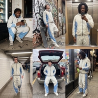 Ensemble de survêtement personnalisé pour homme, coupe-vent color block avec capuche zippée et pantalon en nylon, style streetwear, marque privée, faible MOQ, OEM ODM, directement de l'usine