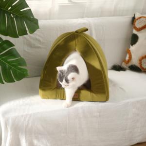 Lit-caverne pour animaux de compagnie en peluche de qualité supérieure, vente en gros, nid douillet et confortable pour chiens et chats, maison pour animaux de compagnie ronde et recouverte - Product Image 1