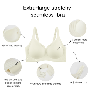 Hoogwaardige sexy bh met golfhals, hoge elasticiteit, zachte jelly lingerie, draadloze 3D cups, push-up, naadloze bh voor dames - Product Image 6