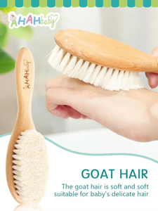 Ensemble brosse et <span class=keywords><strong>peigne</strong></span> en bois pour bébé, kit <span class=keywords><strong>de</strong></span> toilettage pour nouveau-nés, brosse douce en poils <span class=keywords><strong>de</strong></span> chèvre, massage doux du cuir chevelu et <span class=keywords><strong>peigne</strong></span> pour la croûte laiteuse, États-Unis - Product Image 3