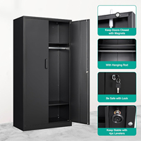 Armoire de rangement pour vêtements en métal antirouille avec portes verrouillables, organisateur de vêtements autoportant pour usage domestique en intérieur