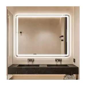 Popular Touch Screen Fog Removal Smart Led Light Mirror Smart Led Bath Mirror With Digital Clock