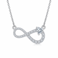 Collier pendentif en argent S925 plaqué or avec moissanite en forme de cœur romantique et anneau en forme de 8, idéal pour un cadeau de mariage et d'anniversaire