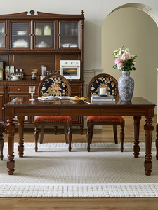 <span class=keywords><strong>Table</strong></span> à manger en bois massif de couleur noyer moderne de style français chaises petits appartements bureau de luxe léger de style américain à double usage - Product Image 3