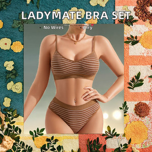 Ladymate ODM/OEM Conjunto De Sujetador <span class=keywords><strong>Y</strong></span> <span class=keywords><strong>Tanga</strong></span> Mujeres Impreso Sujetador sin costuras <span class=keywords><strong>y</strong></span> conjuntos de bragas Sexy Rayas Wirefree Bra Panty Sets - Product Image 2