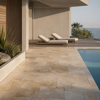 Carreaux de travertin d'extérieur au design moderne, beige ivoire poli, bon marché, de fabrication chinoise, pour pavés de piscine, murs et sols extérieurs