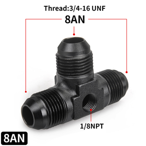AN6 AN8 AN10 Schwarz Universal-Aluminiumschlauch-T-Stück-Anschluss für Stecker-Stecker-T-Stück an der Seite 1/8 Gewinde anschluss adapter - Product Image 6
