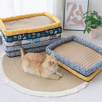 Coussin pour animaux de compagnie en tissu Oxford moderne et durable, en mousse, à carreaux, pour chat et chien, tapis rafraîchissant d'été, nettoyage facile