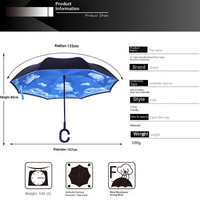 Parapluie inversé innovant classique anti-goutte pour voiture, double couche, coupe-vent, poignée en C, mains libres, en pongé, cadeaux d'affaires, pluie