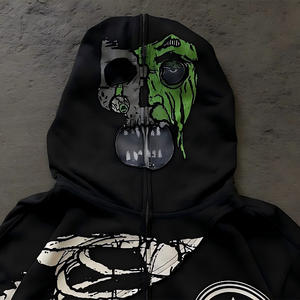 Venta al por mayor de alta verde de camuflaje cremallera sudaderas con capucha de tamaño más alto de gran tamaño Streetwear Estilos Logo Imprimir OEM - Product Image 2