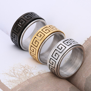 <span class=keywords><strong>Bague</strong></span> ouverte tendance en acier inoxydable, motif Grande Muraille rotatif, plaqué or 18 carats, unisexe, <span class=keywords><strong>prix</strong></span> bas, haute qualité, vente chaude - Product Image 2