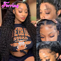 Pelucas de Cabello Humano Brasileño Virgen sin Procesar, con Ondas de Agua, Rizadas, con Frente de Encaje Transparente HD 13x4 sin Pegamento y Cutículas Alineadas