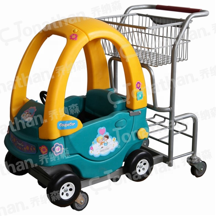 TQC-HR cute kids shopping trolley with toy car for supermarket