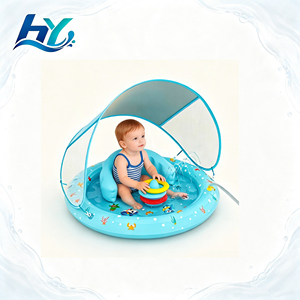 Alfombra Inflable para Bebés con Anillos Apilables, Alfombra de Juego con Toldo y Respaldo para Niños Pequeños, Jardín, Playa, Patio Trasero - Product Image 1