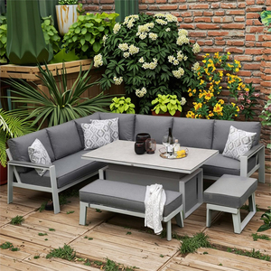 Set <span class=keywords><strong>da</strong></span> <span class=keywords><strong>giardino</strong></span> in alluminio <span class=keywords><strong>bianco</strong></span> di lusso a forma di L divano <span class=keywords><strong>da</strong></span> <span class=keywords><strong>giardino</strong></span> in alluminio - Product Image 4