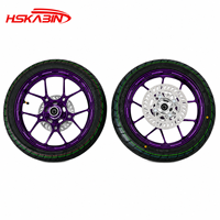 Jeu de roues CNC 14 pouces noir et violet MAG pour vélos électriques Tuttio EM5 RTR, Yozma Razor, Valtinsu In10 Pro X1, SparkM L