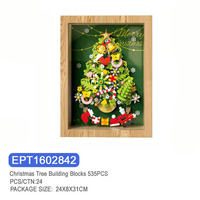 Bloques de Construcción 3D para Árbol de Navidad EPT 535PCS con Luz LED, Función Magnética, Marco Estilo Madera, Decoración Navideña Creativa para el Hogar, Regalo DIY