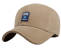Casquette classique à 6 panneaux, couleur kaki uni, sergé brossé, logo personnalisé en patch PU, couleur naturelle