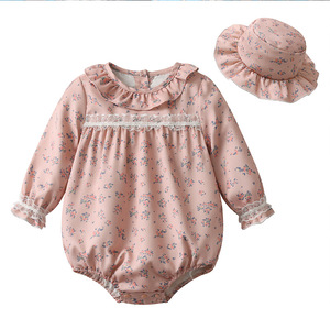 Combinaison Triangle à manches longues pour nouveau-né fille, 2 pièces, avec chapeau, tenue de princesse douce pour le printemps et l'automne - Product Image 5