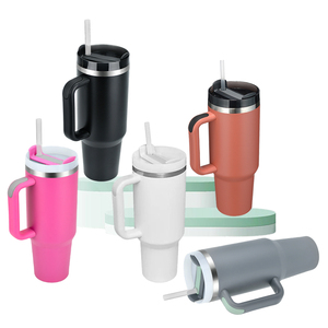 Gobelet isotherme en acier inoxydable 2.0 de 40 oz avec poignée et paille, revêtement en poudre, pour gravure au laser, en stock aux États-Unis, livraison gratuite - Product Image 3