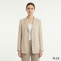 Blazer en lin lyocell durable personnalisé pour femme, veste de costume tissée unie, vente en gros, sur mesure, minimaliste, boutonnée, anti-rétrécissement, simple boutonnage