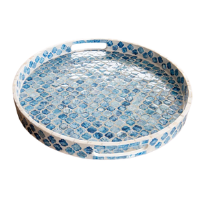 Elegante bandeja redonda hecha a mano para servir fregona bandeja de café con incrustaciones para el hogar bandejas decorativas para alimentos y bebidas al por mayor de Vietnam - Product Image 2