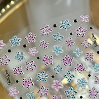 Stiker Kuku Timbul 5D Stiker Seni Kuku Bunga Polka Dot Warna-warni Dekorasi Kuku Bunga Berperekat Perlengkapan Seni Manikur DIY