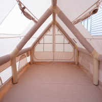 Tente de camping familiale durable en toile de coton de 12 mètres carrés, résistante aux intempéries, réfléchissante au soleil, à double couche