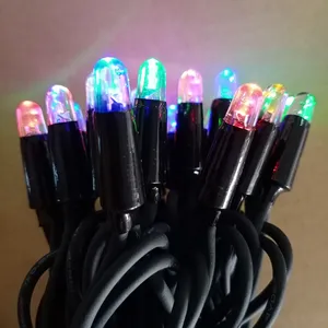 Açık kauçuk kablo noel ışıkları ile siyah tel Strobe ampuller 10m 100 LEDs