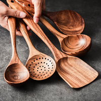 Ustensiles de cuisine en bois personnalisés, cuillères et spatules à long manche antiadhésives, outils de cuisine résistants à la chaleur pour une cuisine saine