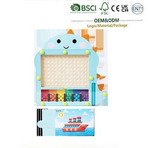 Jouets Montessori pour l'éducation de la petite enfance, reconnaissance des couleurs, planche de tri de perles, jeu de labyrinthe de dinosaures, jouets en bois pour enfants - Product Image 1
