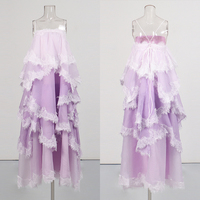 Robe longue romantique lilas à volants et dentelle pour femme, bretelles spaghetti, dos nu, fluide, pour soirée, mariage ou invitées, vente en gros