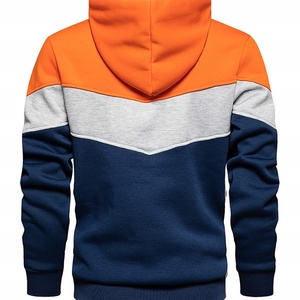 Sweat à capuche polaire oversize confortable pour homme, style streetwear hip-hop, avec couleurs contrastées et design graphique brodé cool à fermeture éclair - Product Image 3