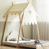 Lit de maison moderne Montessori pour enfants, toboggan en bois à deux places, couchette complète, lit pour tout-petit avec maison de jeux